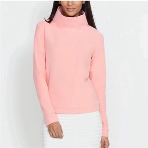 Dudley Stephens | Park Slope Fleece Funnel Standing Neck Pullover Coral Pink